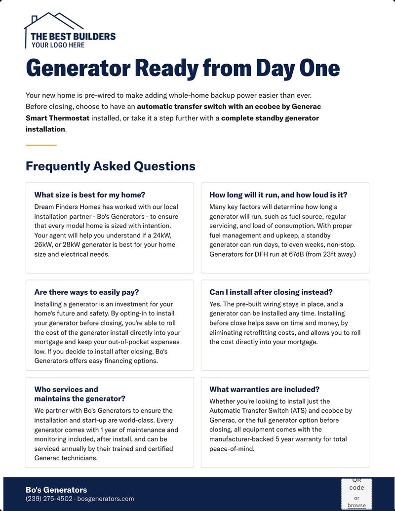 Flyer: Generator Ready from Day One frequently asked questions